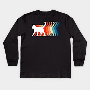 Retro Cat 70s 80s Vintage Funny Cat Kids Long Sleeve T-Shirt